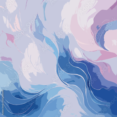 Fond en dégradé bleu et rose, Mouvements de Vagues Illustration Aquarelle, Vecteur