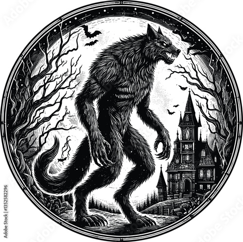 Werewolf vector black silhouette cricut design for T-Shirt