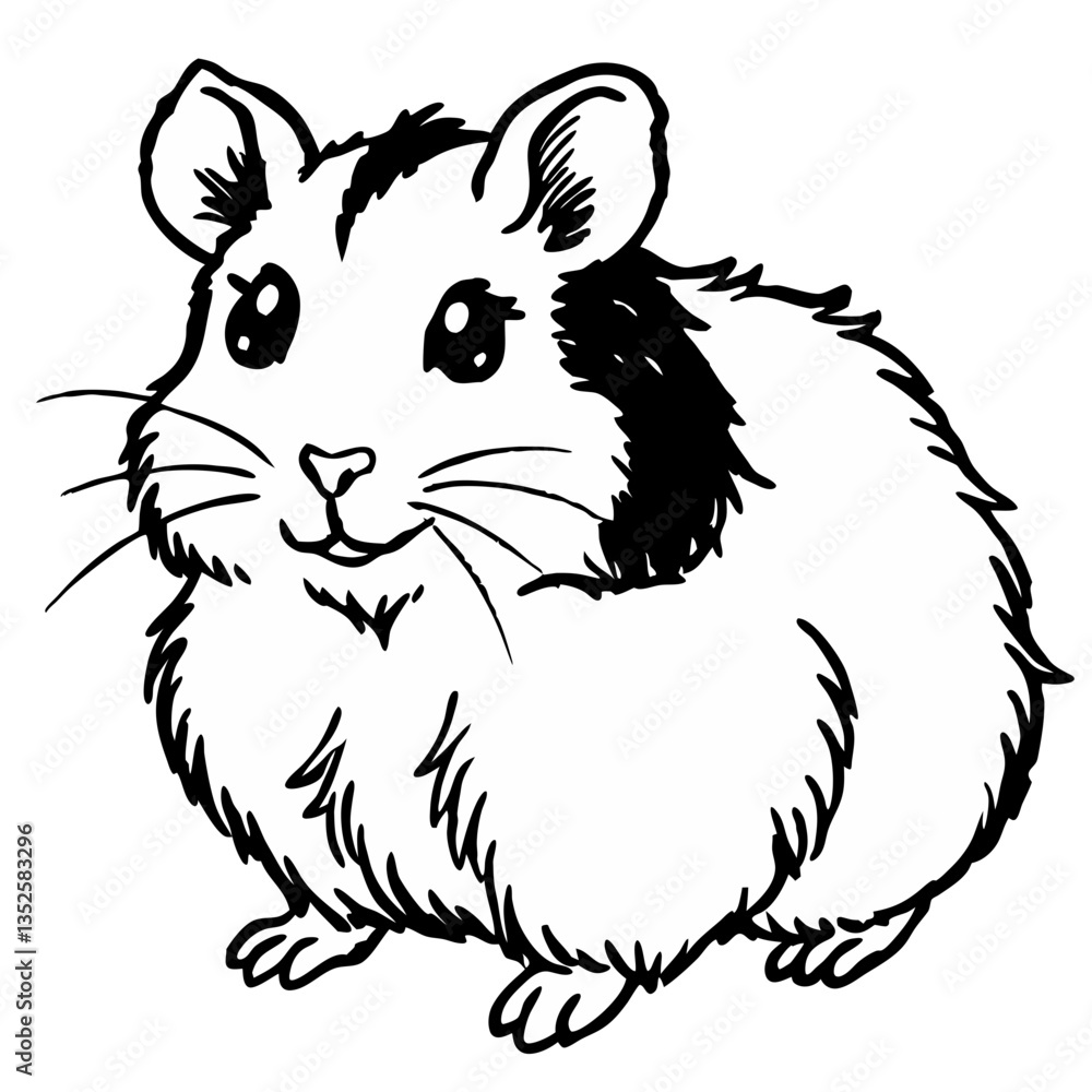 Fototapeta premium a charming hamster in a drawing format. The hamster is cute and cuddly with a soft fur, whiskers and little cute ears. vector illustration
