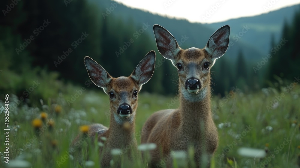Fototapeta premium Two deer in a meadow