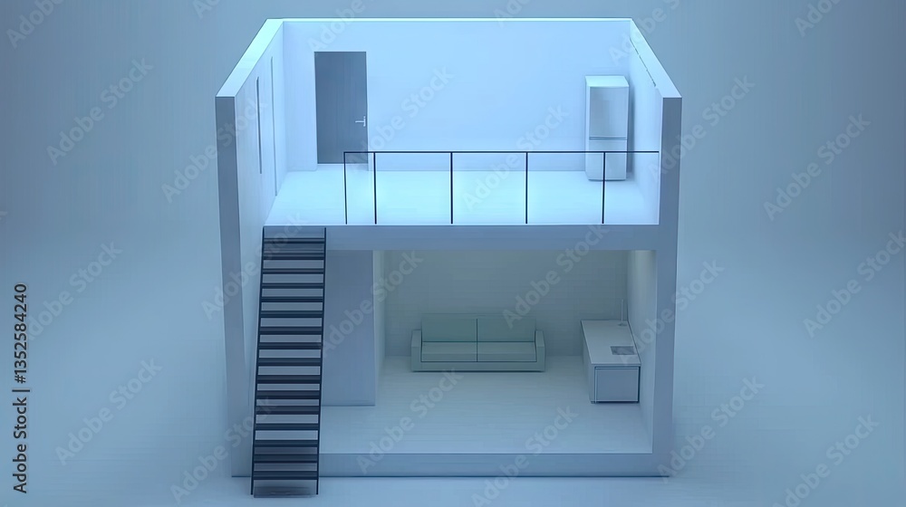 3D Model of a Small House Interior 3D Model of a Small House Interior