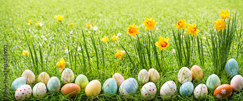 easter eggs and daffodils i...