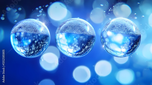 Wallpaper Mural Floating Transparent Spheres with Light Reflection Torontodigital.ca