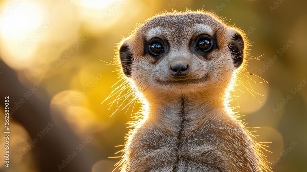 Fototapeta premium a meerkat looking at the camera with a funny face 