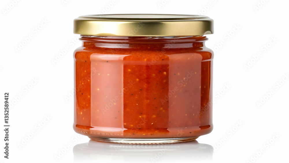 Fresh Tomato Sauce in a Sealed Jar Isolated on White Background Fresh Tomato Sauce in a Sealed Jar Isolated on White Background
