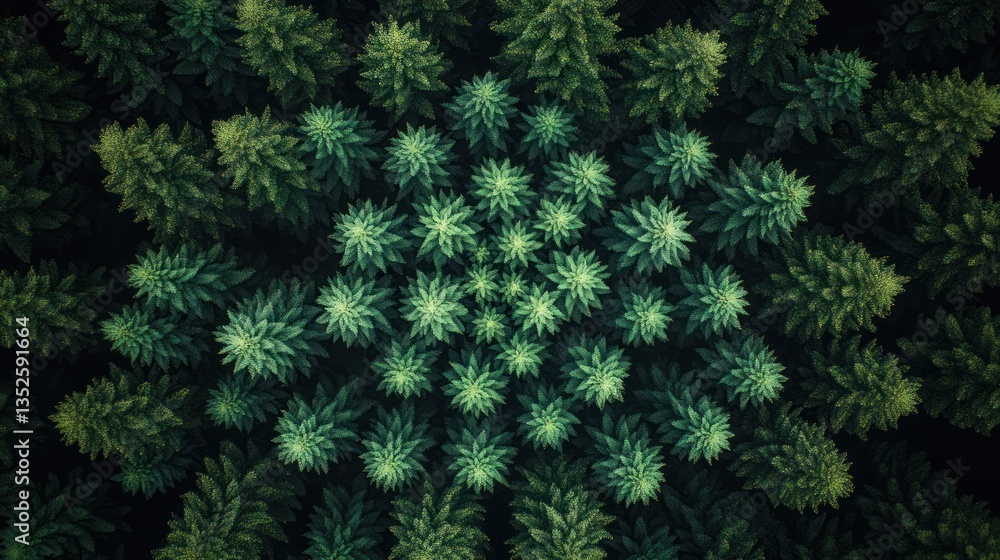 Dense, symmetrical forest pattern. A geometric, repeating, and intricate arrangement of evergreen trees. Dark green tones, creating a dense visual texture Dense, symmetrical forest pattern. A geometric, repeating, and intricate arrangement of evergreen trees. Dark green tones, creating a dense visual texture