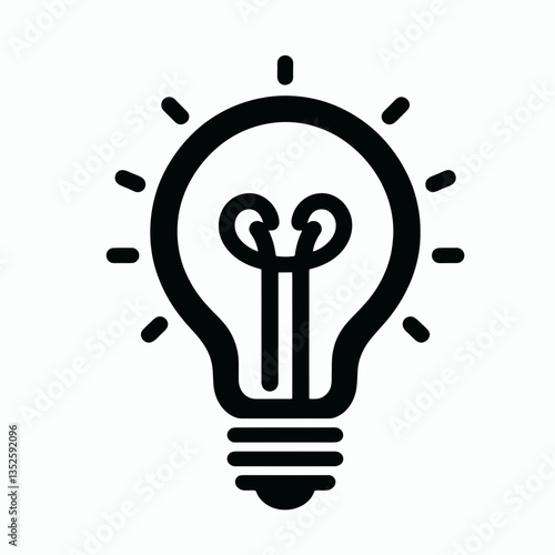 Lightbulb Filament silhouette in black on a white background
