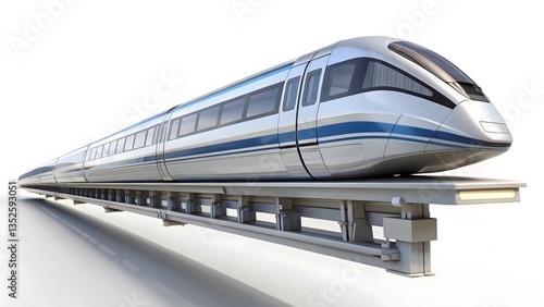 Modern High-Speed Maglev Train on Elevated Track