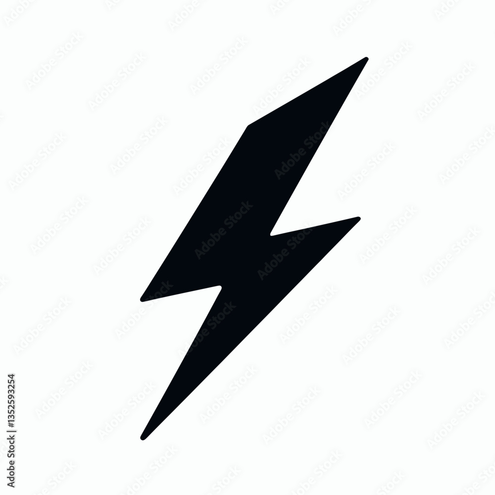Lightning Bolt silhouette in black on a white background Lightning Bolt silhouette in black on a white background