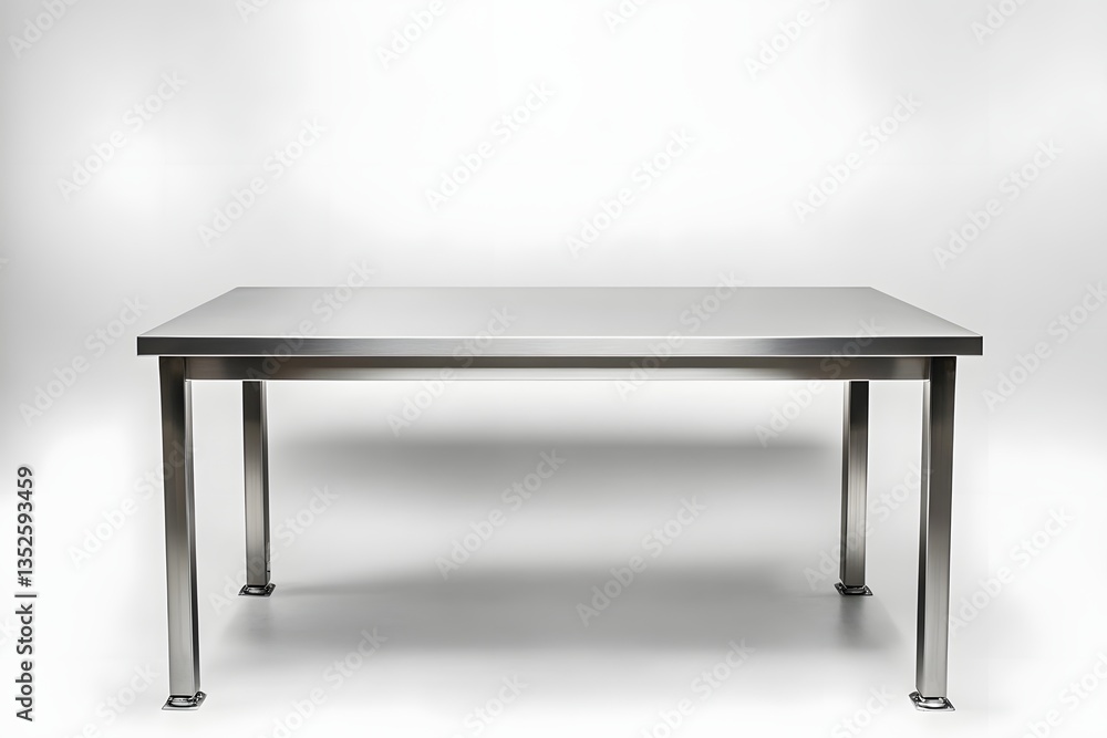 Stainless steel commercial kitchen table on white background Stainless steel commercial kitchen table on white background