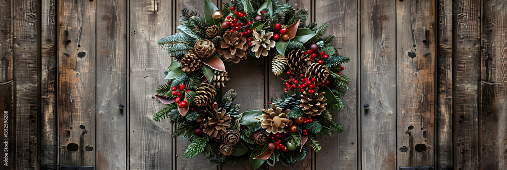 Lush Wreath Door Decor featuring Natural Elements and Warm, Earthy Hues Lush Wreath Door Decor featuring Natural Elements and Warm, Earthy Hues