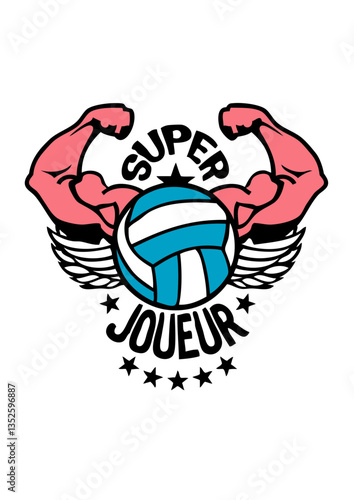 super volley joueur bras biceps muscle ballon