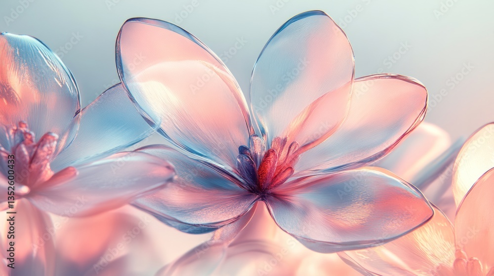 Translucent floral rendering exhibits ethereal beauty with glowing pastel shades Translucent floral rendering exhibits ethereal beauty with glowing pastel shades
