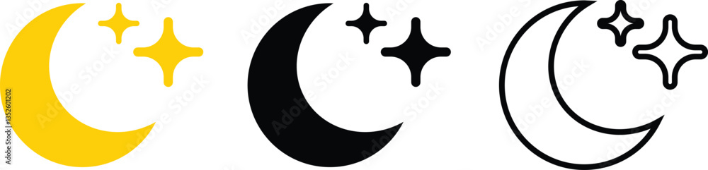 Weather flat and line icons set. shape of moon rise in night isolated on transparent background Weather flat and line icons set. shape of moon rise in night isolated on transparent background