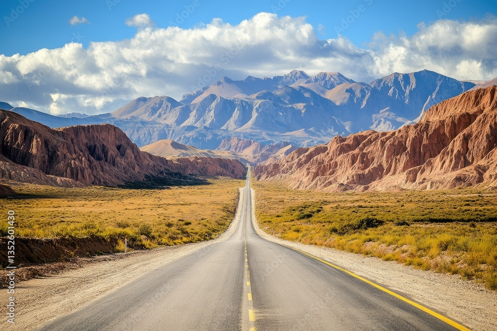 Fototapeta premium Endless Journey Along National Route 40: Embrace the Freedom of the Argentine Andes in South America's Desert Beauty
