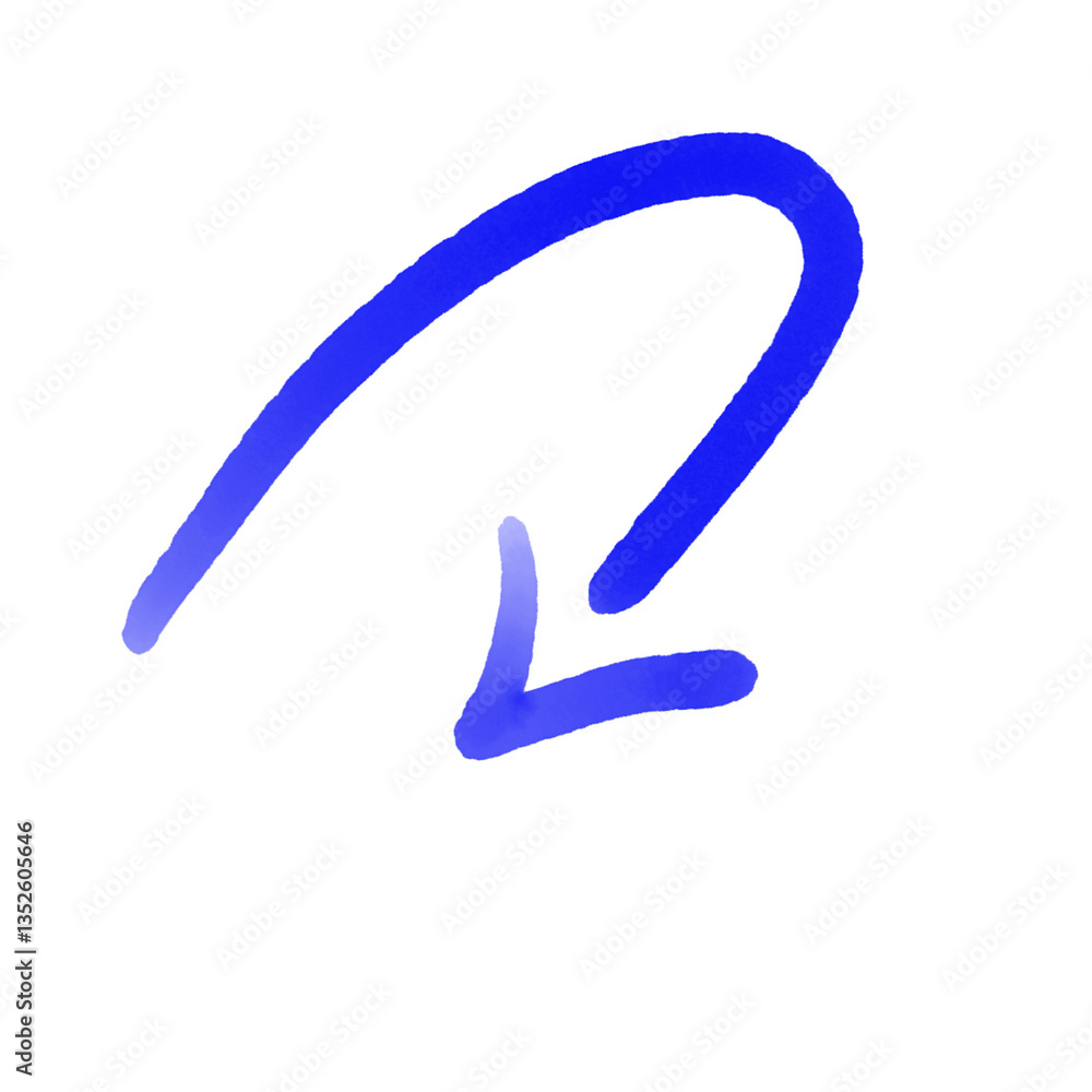 Dynamic Blue Swoosh Arrow Pointing Downward Against a Plain Background Illustrating Motion and Direction in Design Dynamic Blue Swoosh Arrow Pointing Downward Against a Plain Background Illustrating Motion and Direction in Design