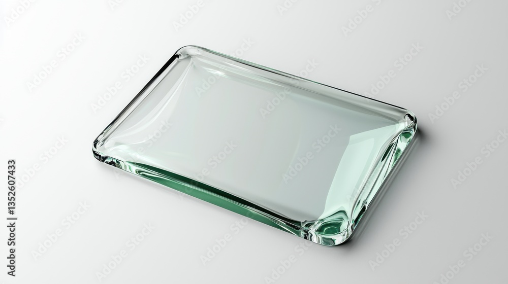 Elegant glass tray display minimalist modern decor studio close-up Elegant glass tray display minimalist modern decor studio close-up