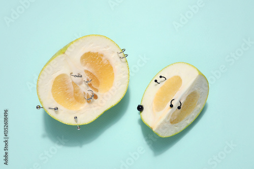Pieces of citrus fruit with...