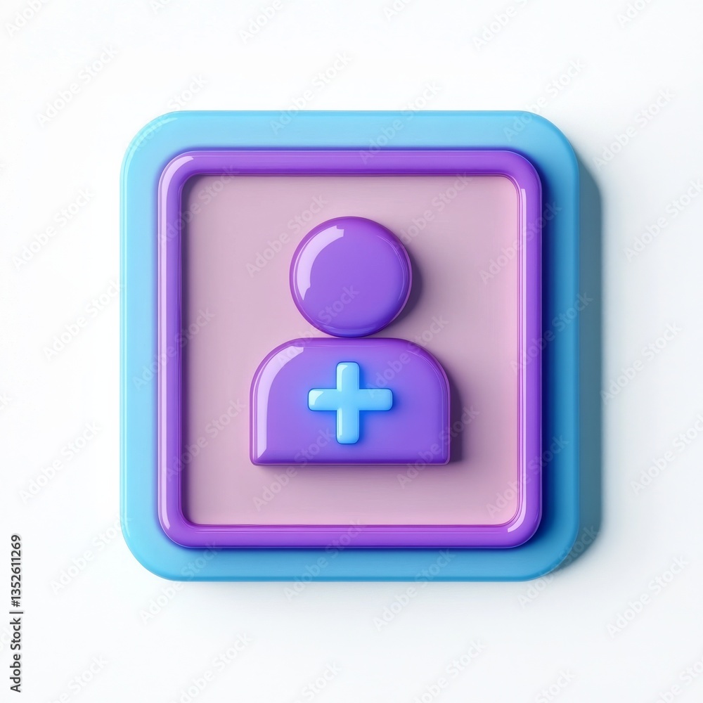 Creative Icon of Add User or Doctor with Rounded Style, Pastel Colors and 3D Look Creative Icon of Add User or Doctor with Rounded Style, Pastel Colors and 3D Look