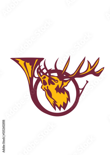 cerf logo cor de chasse logo chasseur