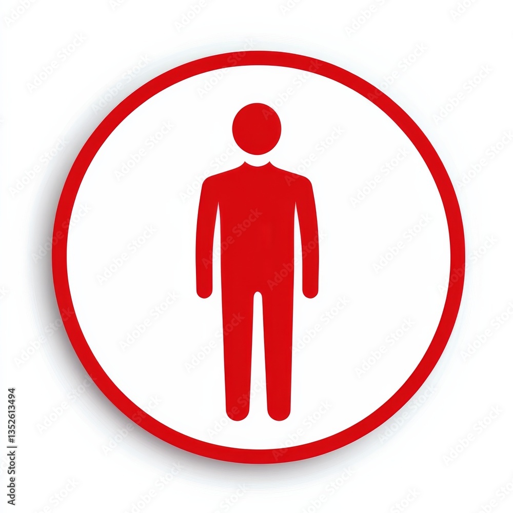 Red Man Icon Symbol in a Circle, User Interface Element for Navigation or Signage, Clean and Modern Design. Red Man Icon Symbol in a Circle, User Interface Element for Navigation or Signage, Clean and Modern Design.