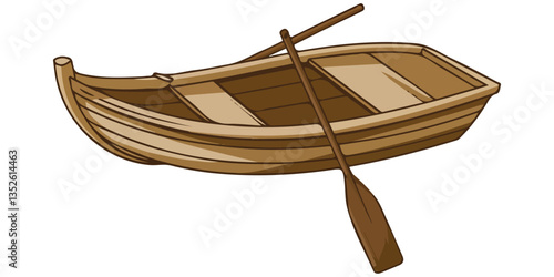 Simple Style Wooden Pedal Boat Vector Illustration