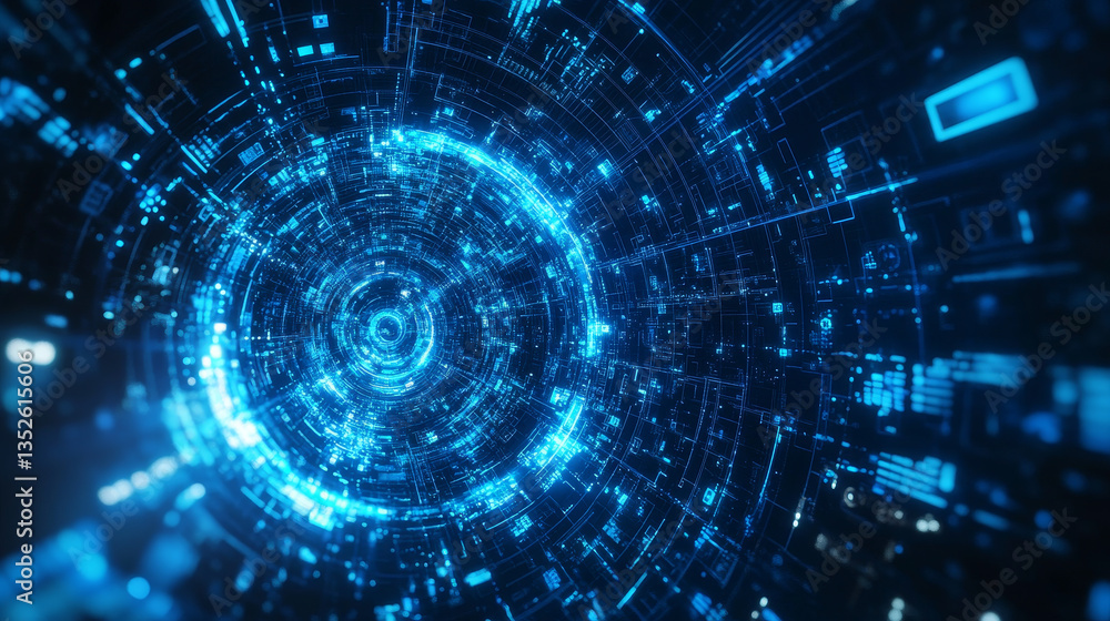 Blue Digital Cube Circle Rotation, Technology and Metaverse, Technology Digital Data Network and Blockchain Connection, Abstract Background, 3d rendering Blue Digital Cube Circle Rotation, Technology and Metaverse, Technology Digital Data Network and Blockchain Connection, Abstract Background, 3d rendering