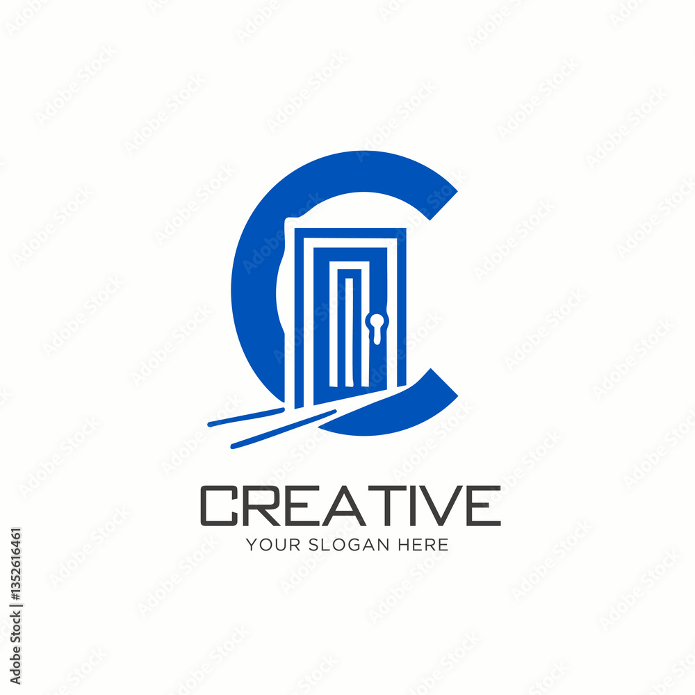 Professional Letter C Logo Design with Doorway Concept Professional Letter C Logo Design with Doorway Concept