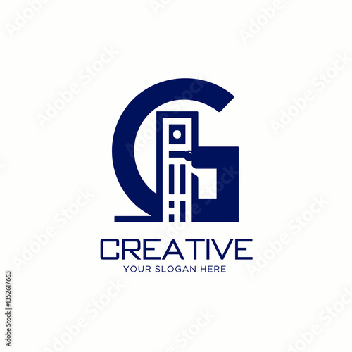 Letter G Logo Design with Housing Concept.