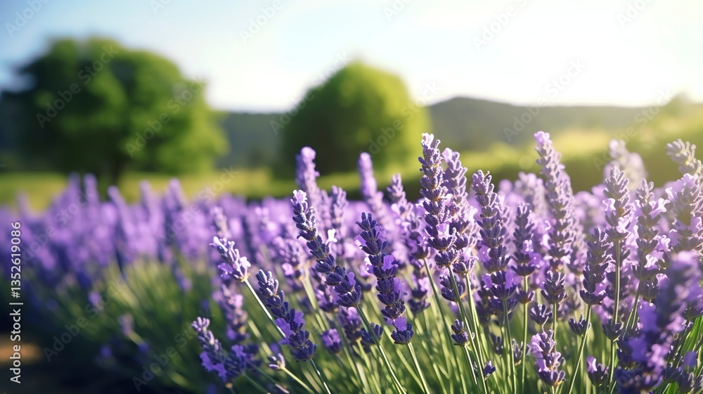 Obraz premium A photo of an organic lavender farm with rows