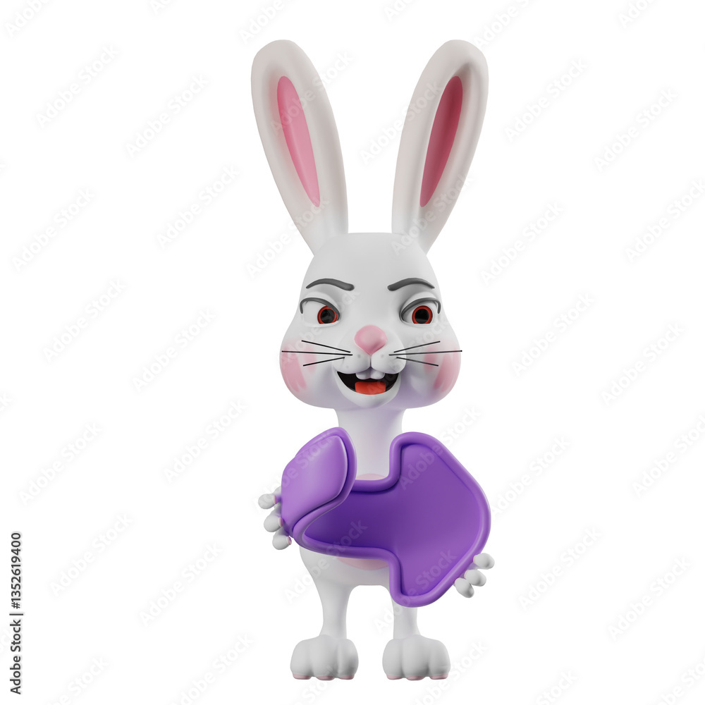 Fototapeta premium Easter bunny with a share icon. 3d illustration