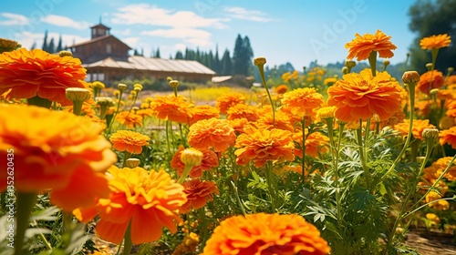 A photo of an organic marigold farm