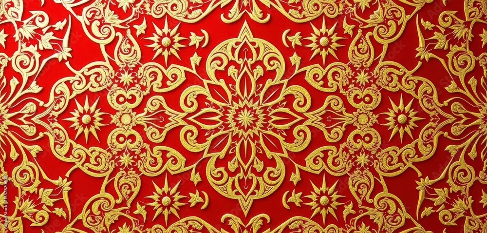 Intricate red and gold geometric pattern, shimmering festive backdrop, pattern background, digital Intricate red and gold geometric pattern, shimmering festive backdrop, pattern background, digital