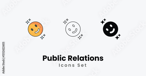 Public Relations Icons thin line and glyph vector icon stock illustration