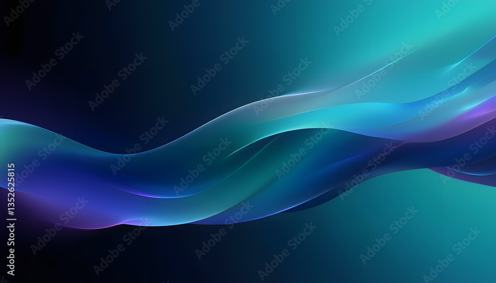 Fototapeta premium abstract blue wave background, Abstract Digital Artwork Featuring Flowing Shapes In Blue And Purple