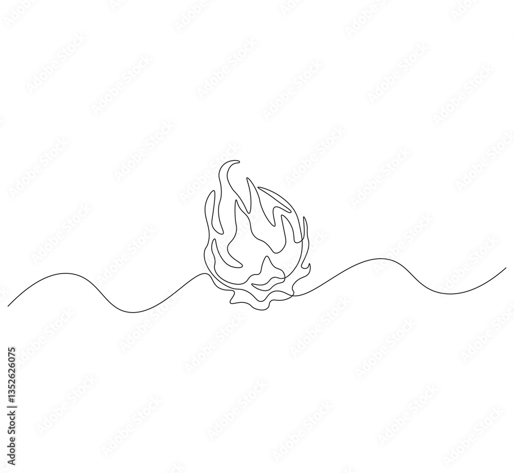 Obraz premium Dragon fruit outline drawing illustration. Continuous line draw fresh fruit vector.
