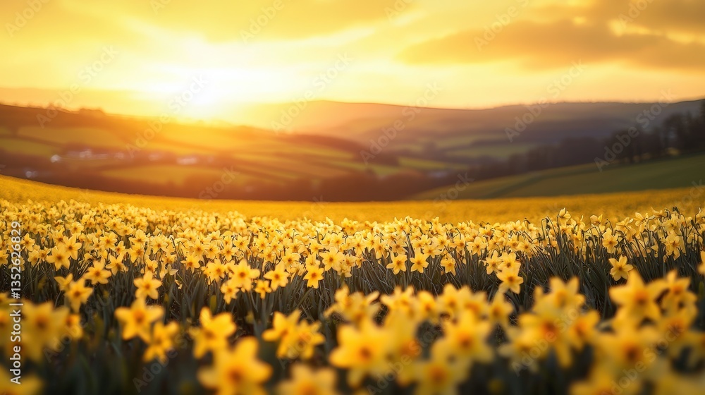 Naklejka premium a beautiful daffodil field in springtime 