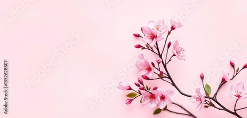 Pale pink backdrop adorned with subtly drawn, delicate pink blossoms, texture, gentle