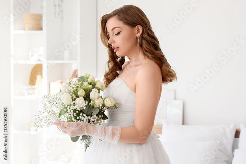 Beautiful bride with weddin...