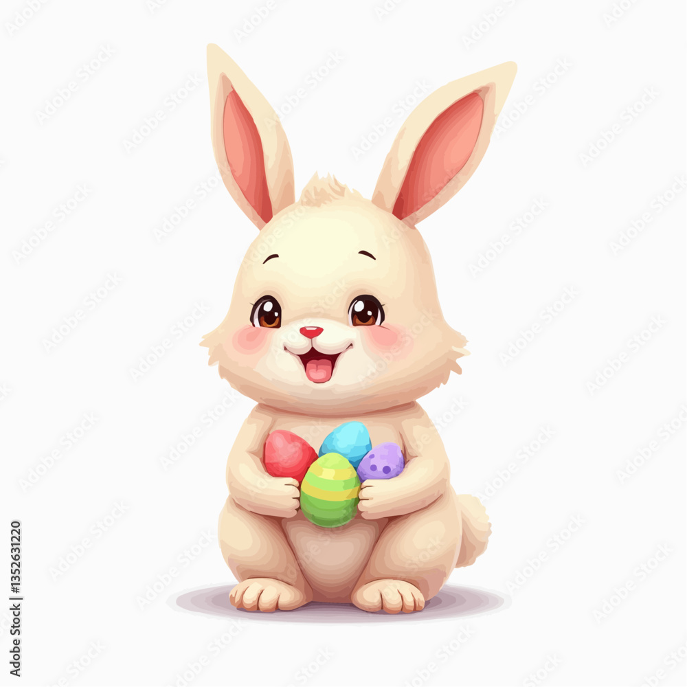 Obraz premium Osterhase hält bunte Eier