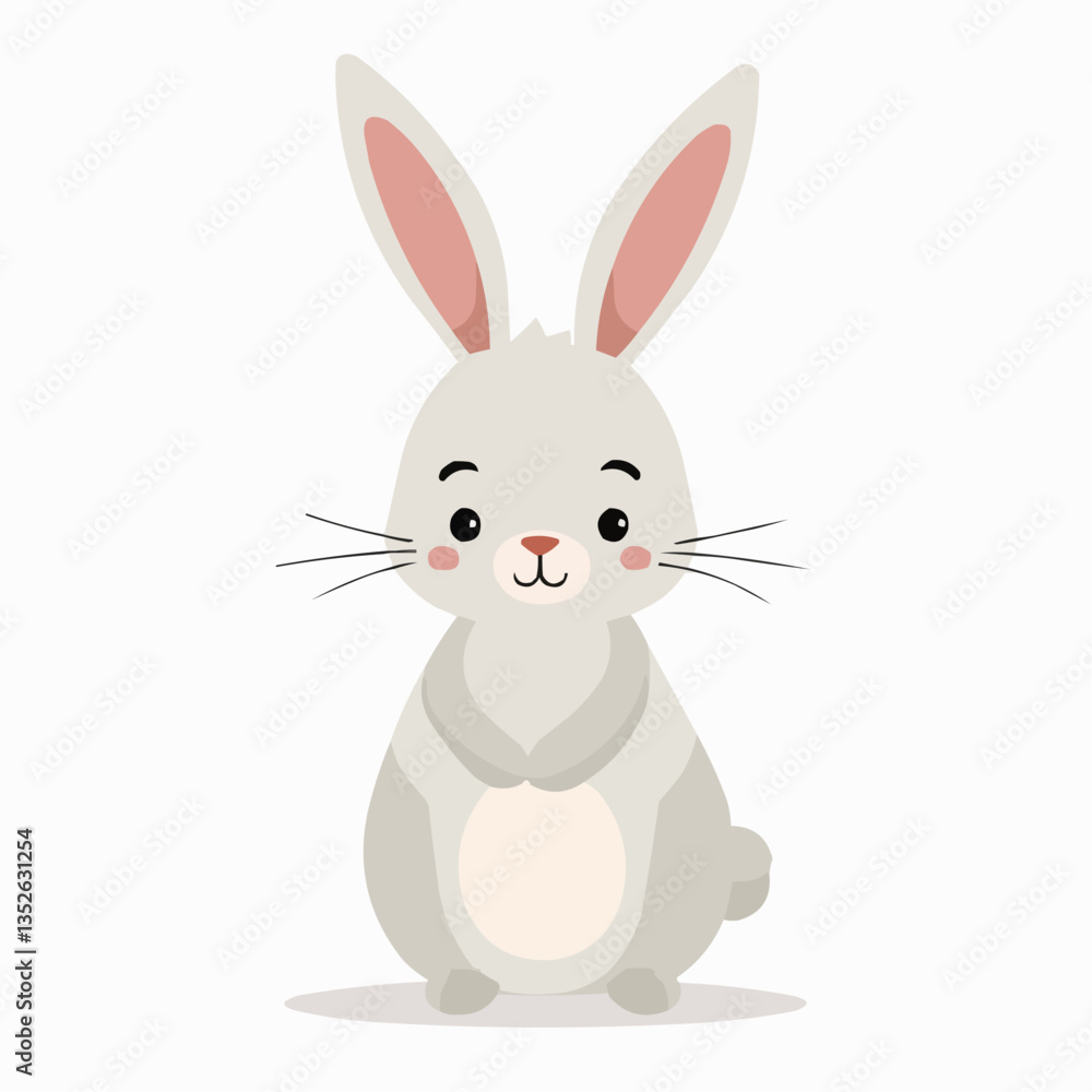 Fototapeta premium Niedlicher Hase sitzt auf weißem Hintergrund