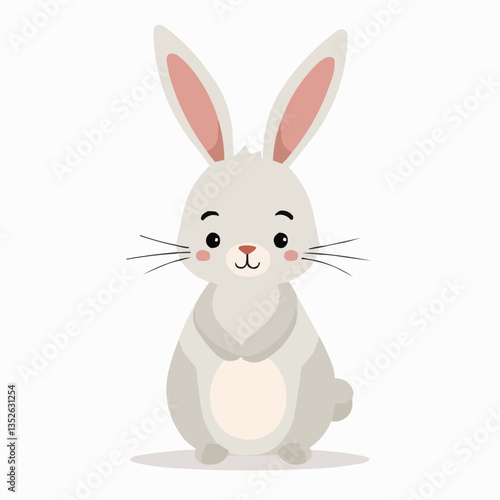 Niedlicher Hase sitzt auf weißem Hintergrund

