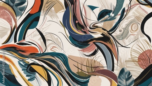 Vibrant Abstract Design with Organic Shapes