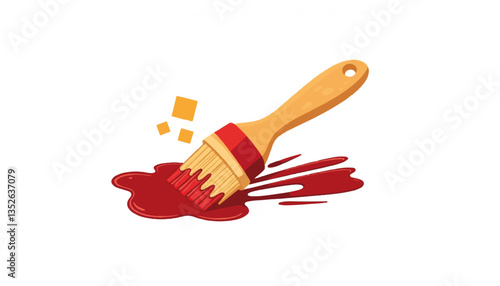 BBQ sauce brush dripping sauce, grilling preparation concept