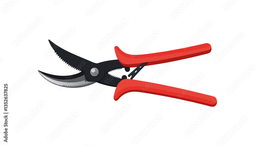 Compact garden pruner showcasing sharp blades on white background, functionality Compact garden pruner showcasing sharp blades on white background, functionality