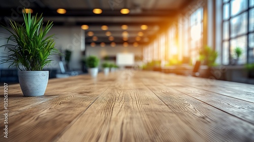 Wallpaper Mural Modern Office Workspace Wooden Table Natural Light Torontodigital.ca