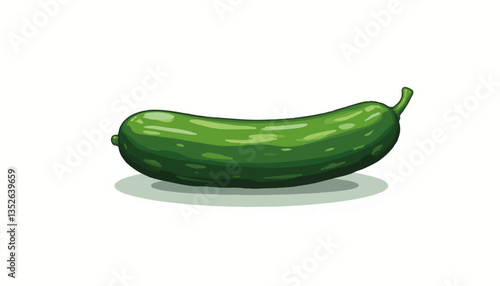 Fresh cucumber illustration on white background, healthy eating concept