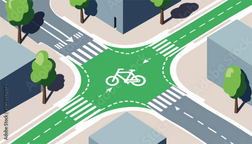 Bicycle lane intersection design in a city environment  