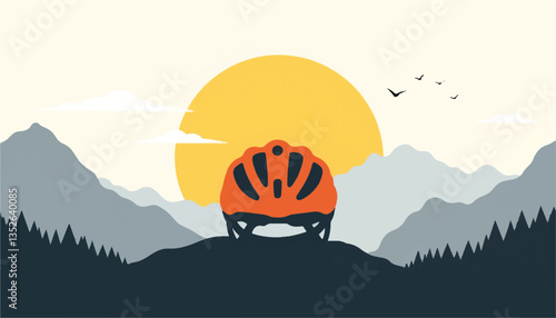 Mountain bike helmet showcasing safety against sunny outdoor backdrop