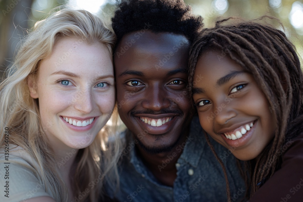 Portrait of a Black man and a White woman standing together, symbolizing racial equality, unity, and mutual respect. The image emphasizes harmony across cultures, celebrating diversity and shared huma